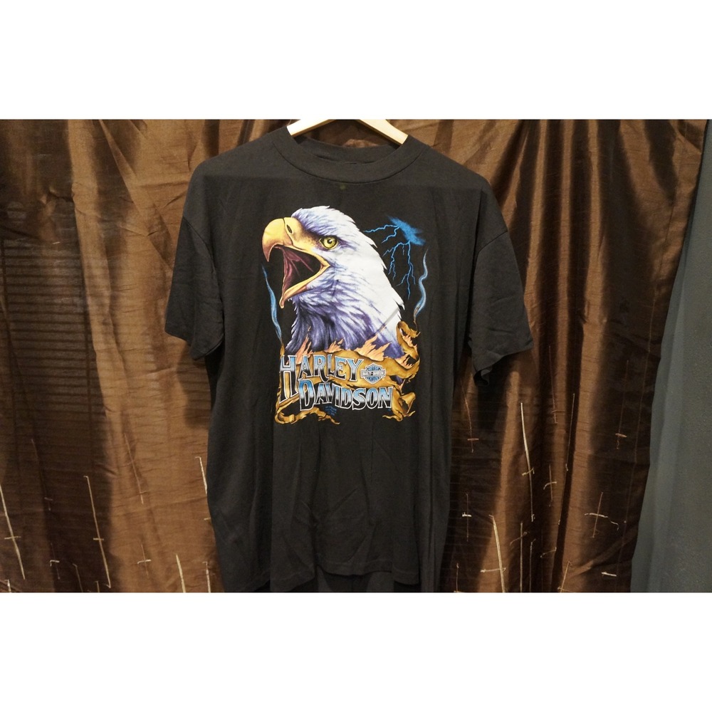 Harley Davidson Screaming Eagle Lightning Graphic T-Shirt Black Large L 50/50